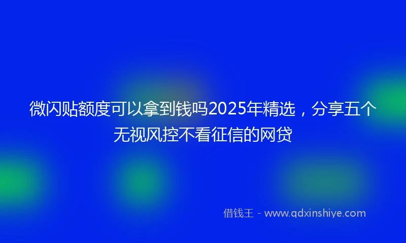 微闪贴额度可以拿到钱吗2025年精选，分享五个无视风控不看征信的网贷