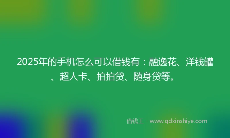 2025年的手机怎么可以借钱有:融逸花、洋钱罐、超人卡、拍拍贷、随身贷等。