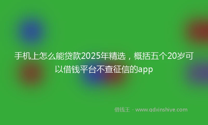 手机上怎么能贷款2025年精选，概括五个20岁可以借钱平台不查征信的app