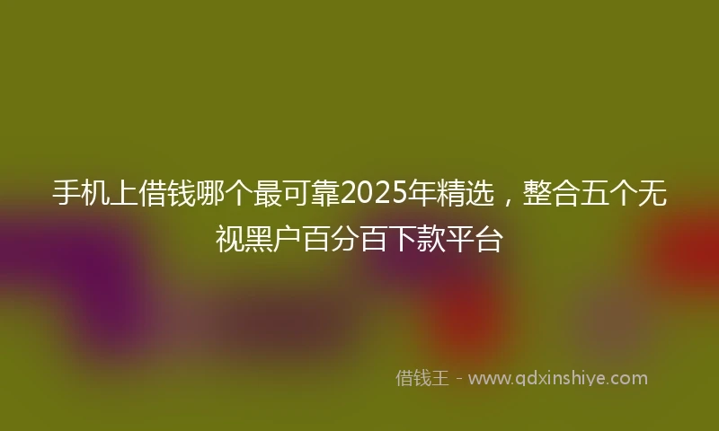 手机上借钱哪个最可靠2025年精选，整合五个无视黑户百分百下款平台