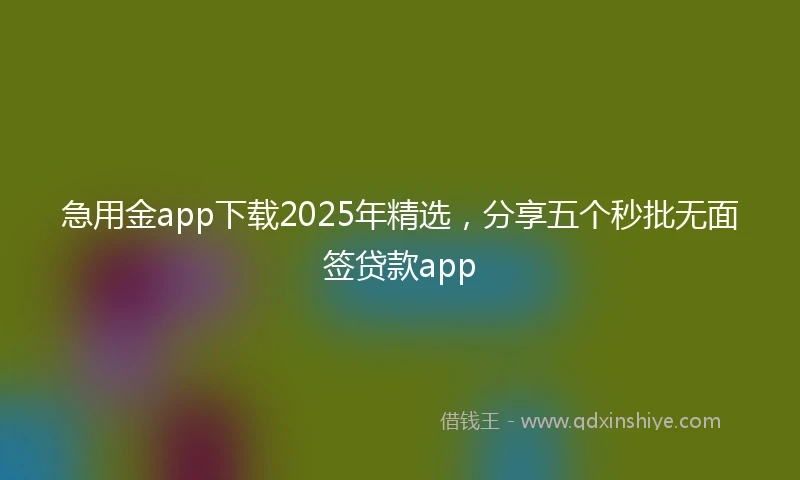 急用金app下载2025年精选，分享五个秒批无面签贷款app