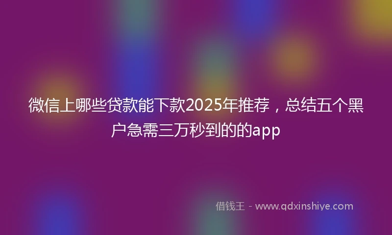 微信上哪些贷款能下款2025年推荐，总结五个黑户急需三万秒到的的app