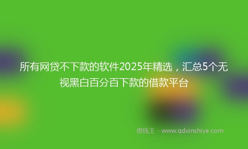 所有网贷不下款的软件2025年精选，汇总5个无视黑白百分百下款的借款平台