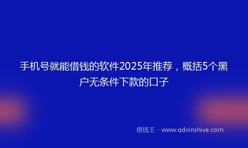 手机号就能借钱的软件2025年推荐，概括5个黑户无条件下款的口子
