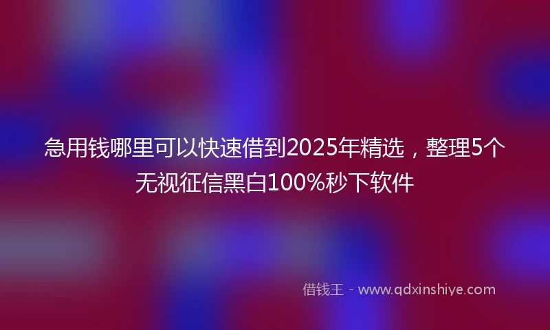 急用钱哪里可以快速借到2025年精选，整理5个无视征信黑白100%秒下软件