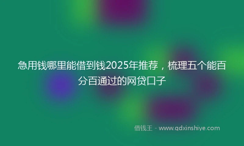 急用钱哪里能借到钱2025年推荐，梳理五个能百分百通过的网贷口子