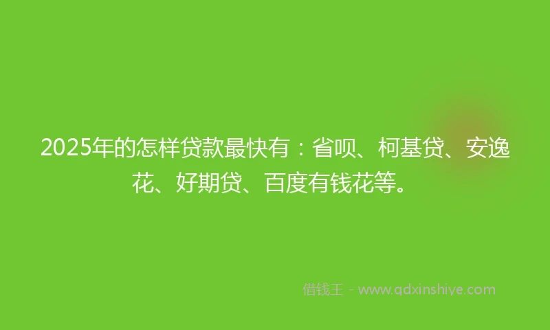 2025年的怎样贷款最快有：省呗、柯基贷、安逸花、好期贷、百度有钱花等。