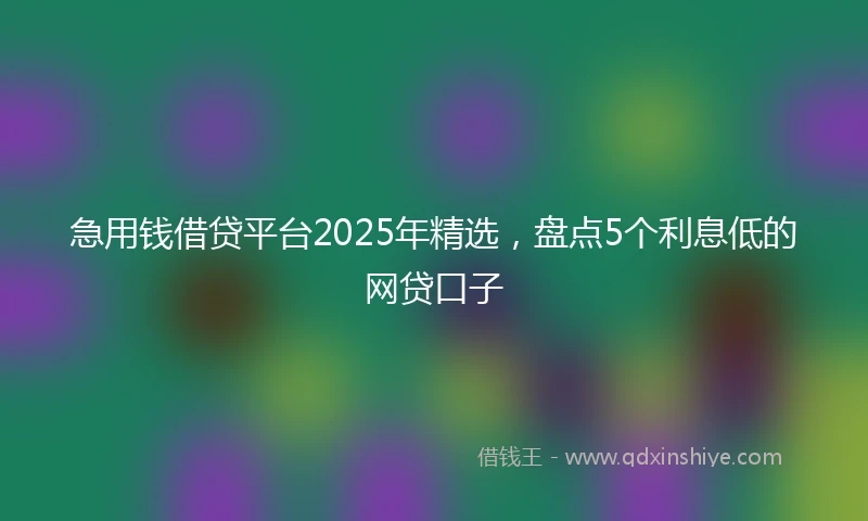 急用钱借贷平台2025年精选，盘点5个利息低的网贷口子