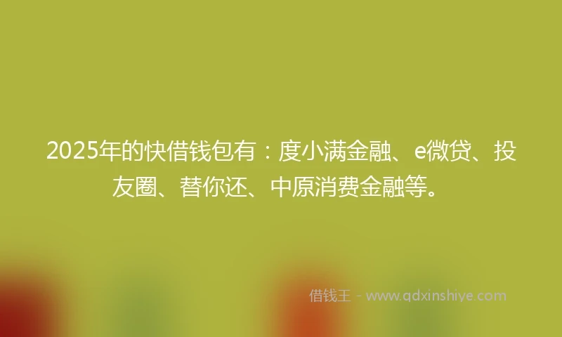2025年的快借钱包有：度小满金融、e微贷、投友圈、替你还、中原消费金融等。