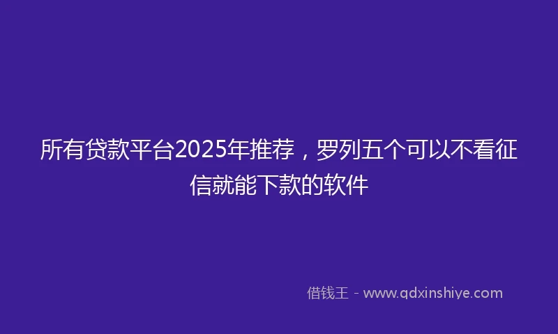 所有贷款平台2025年推荐，罗列五个可以不看征信就能下款的软件