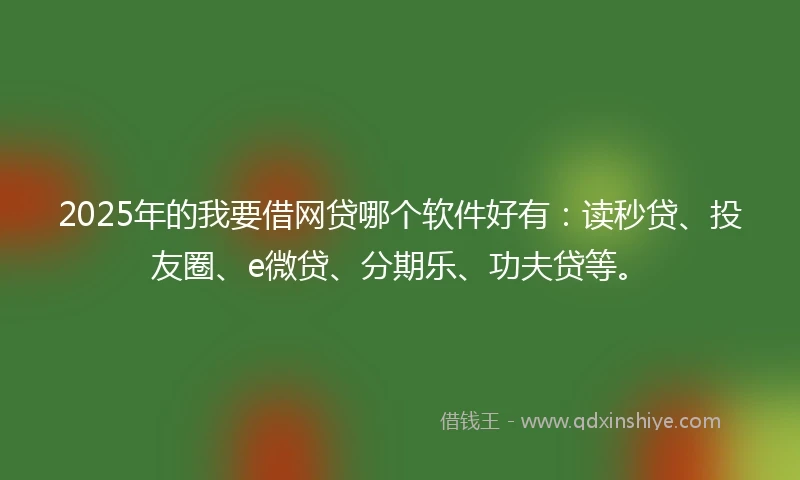 2025年的我要借网贷哪个软件好有：读秒贷、投友圈、e微贷、分期乐、功夫贷等。