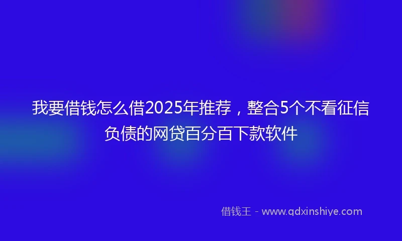 我要借钱怎么借2025年推荐，整合5个不看征信负债的网贷百分百下款软件