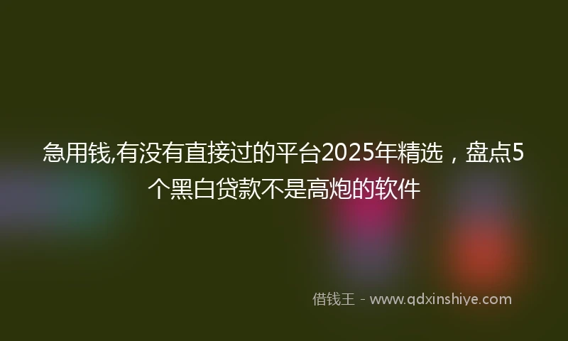 急用钱,有没有直接过的平台2025年精选，盘点5个黑白贷款不是高炮的软件