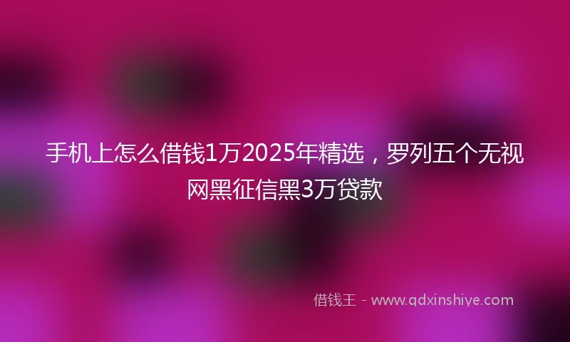 手机上怎么借钱1万2025年精选，罗列五个无视网黑征信黑3万贷款