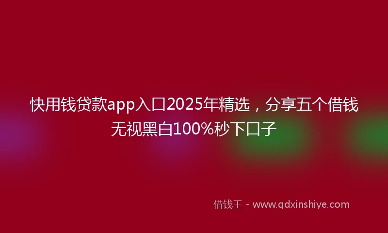 快用钱贷款app入口2025年精选，分享五个借钱无视黑白100%秒下口子