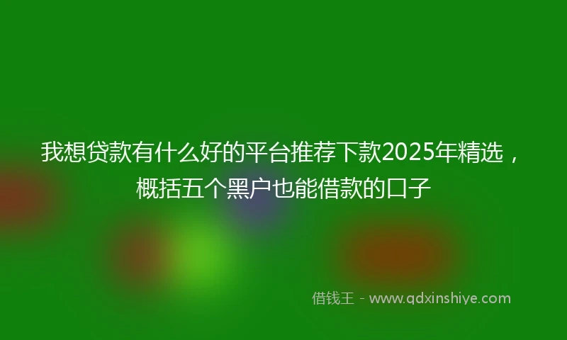 我想贷款有什么好的平台推荐下款2025年精选，概括五个黑户也能借款的口子