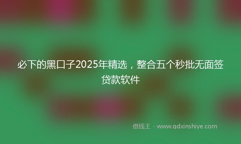 必下的黑口子2025年精选，整合五个秒批无面签贷款软件