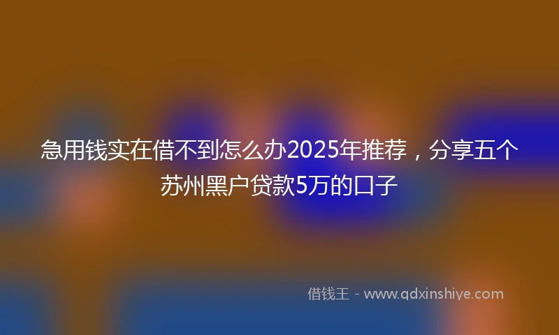 急用钱实在借不到怎么办2025年推荐，分享五个苏州黑户贷款5万的口子