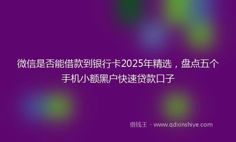 微信是否能借款到银行卡2025年精选，盘点五个手机小额黑户快速贷款口子