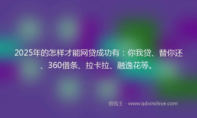 2025年的怎样才能网贷成功有：你我贷、替你还、360借条、拉卡拉、融逸花等。