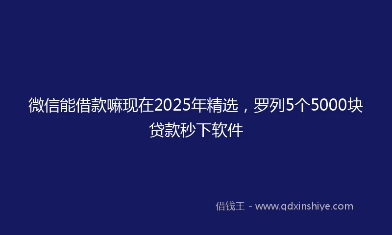 微信能借款嘛现在2025年精选，罗列5个5000块贷款秒下软件