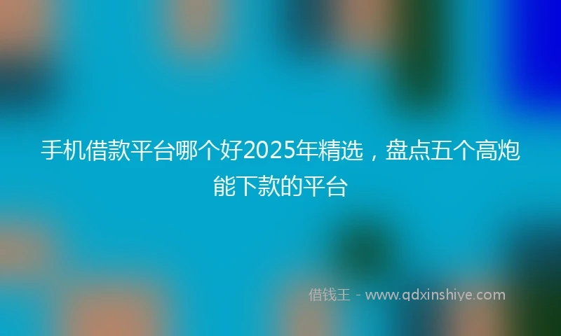 手机借款平台哪个好2025年精选，盘点五个高炮能下款的平台