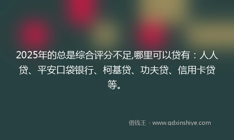 2025年的总是综合评分不足,哪里可以贷有：人人贷、平安口袋银行、柯基贷、功夫贷、信用卡贷等。