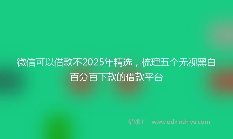 微信可以借款不2025年精选,梳理五个无视黑白百分百下款的借款平台
