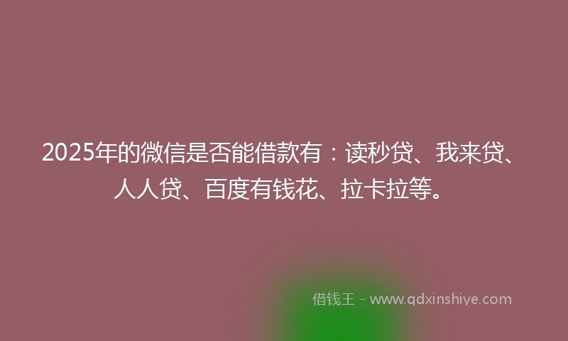 2025年的微信是否能借款有:读秒贷、我来贷、人人贷、百度有钱花、拉卡拉等。