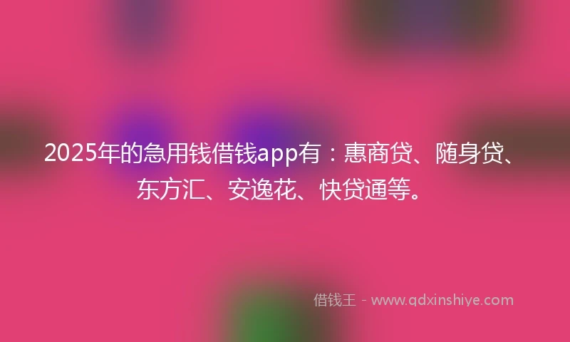 2025年的急用钱借钱app有：惠商贷、随身贷、东方汇、安逸花、快贷通等。