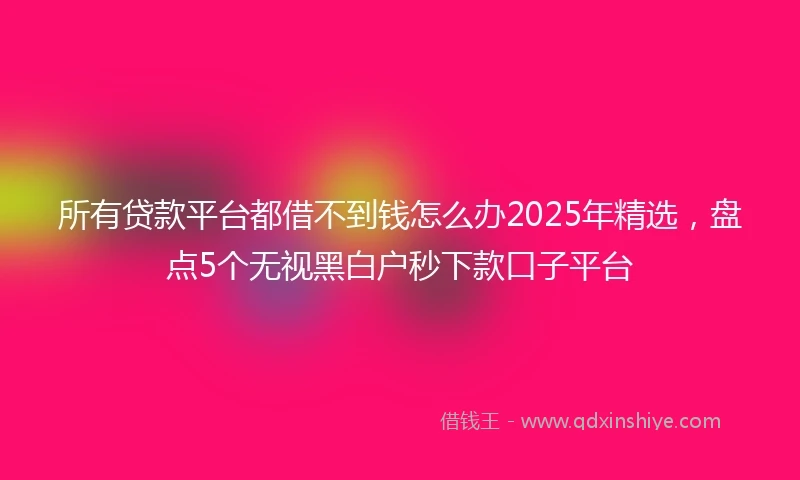 所有贷款平台都借不到钱怎么办2025年精选，盘点5个无视黑白户秒下款口子平台