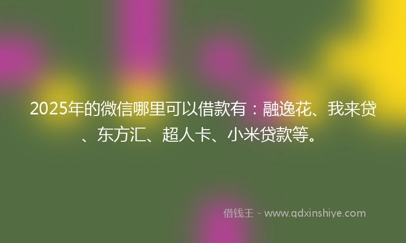 2025年的微信哪里可以借款有：融逸花、我来贷、东方汇、超人卡、小米贷款等。