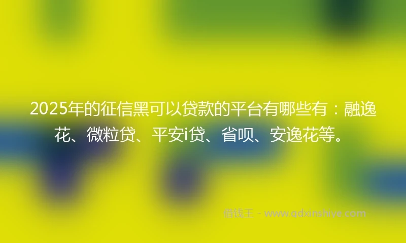 2025年的征信黑可以贷款的平台有哪些有：融逸花、微粒贷、平安i贷、省呗、安逸花等。