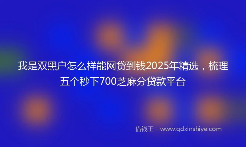 我是双黑户怎么样能网贷到钱2025年精选，梳理五个秒下700芝麻分贷款平台