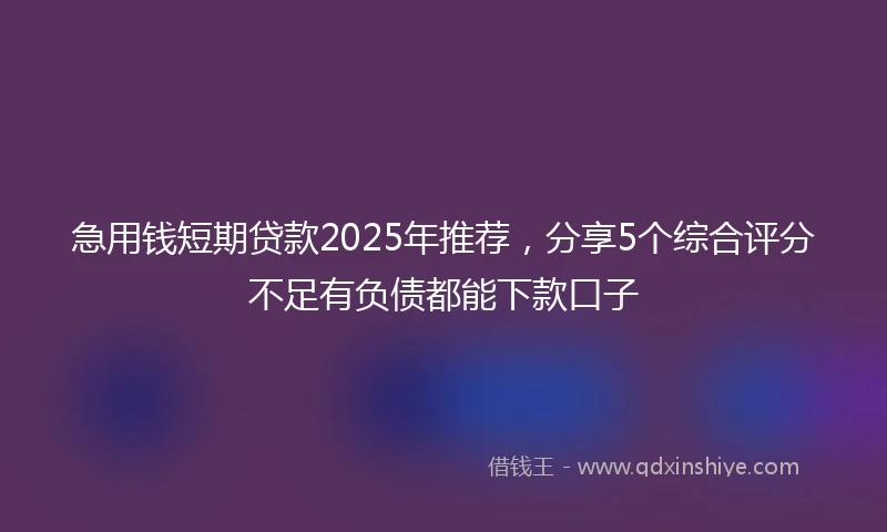 急用钱短期贷款2025年推荐，分享5个综合评分不足有负债都能下款口子