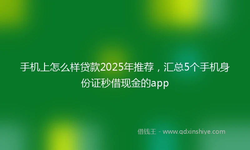 手机上怎么样贷款2025年推荐，汇总5个手机身份证秒借现金的app