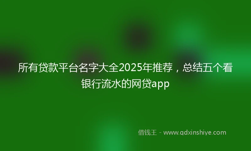 所有贷款平台名字大全2025年推荐，总结五个看银行流水的网贷app