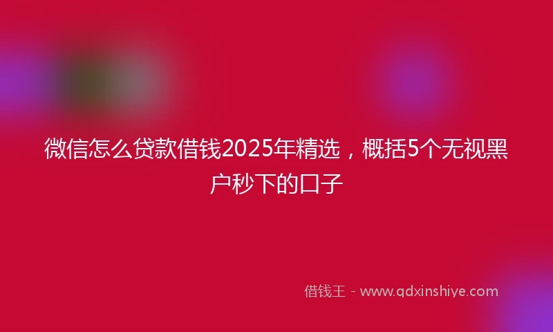 微信怎么贷款借钱2025年精选,概括5个无视黑户秒下的口子