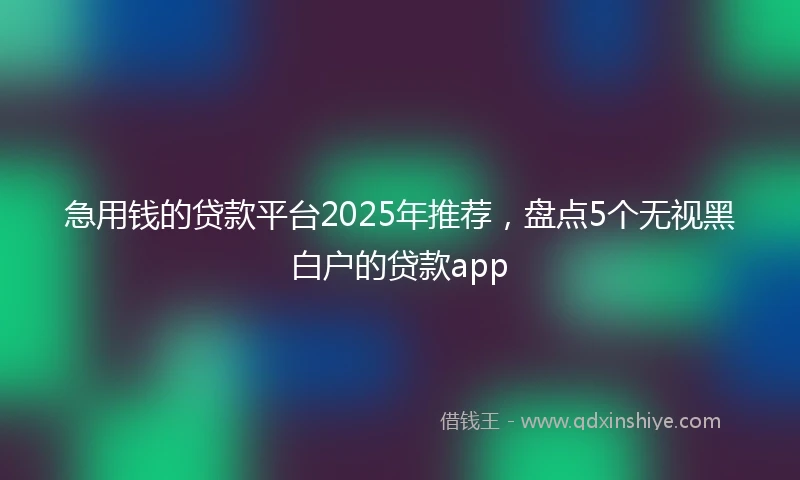 急用钱的贷款平台2025年推荐，盘点5个无视黑白户的贷款app