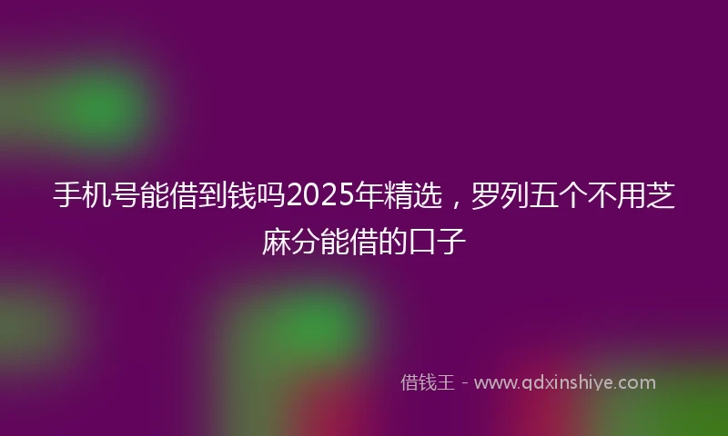 手机号能借到钱吗2025年精选，罗列五个不用芝麻分能借的口子