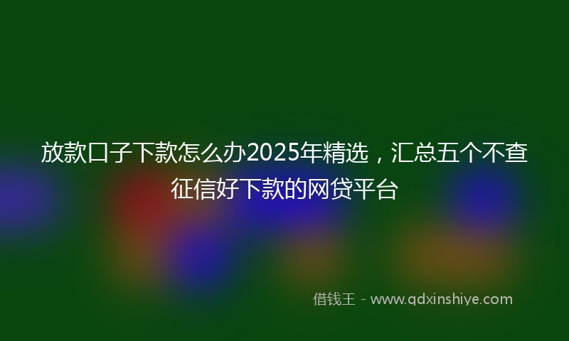 放款口子下款怎么办2025年精选,汇总五个不查征信好下款的网贷平台