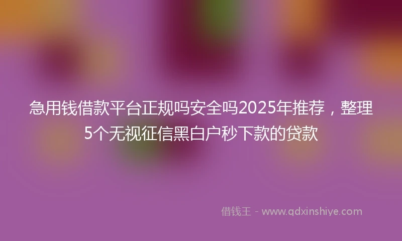 急用钱借款平台正规吗安全吗2025年推荐，整理5个无视征信黑白户秒下款的贷款