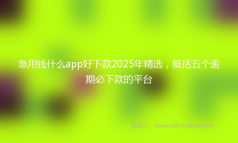 急用钱什么app好下款2025年精选，概括五个逾期必下款的平台