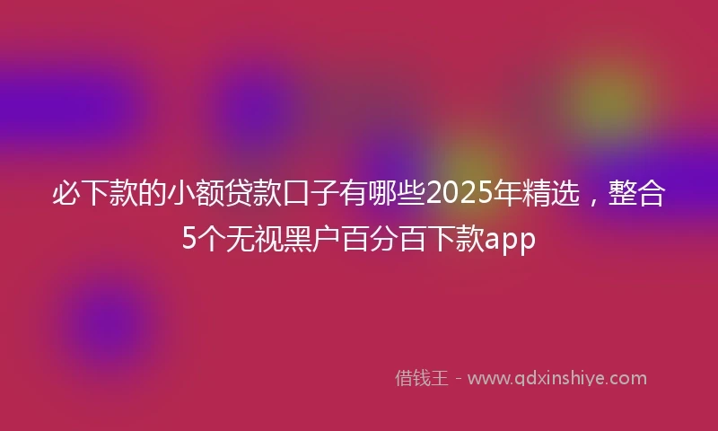 必下款的小额贷款口子有哪些2025年精选，整合5个无视黑户百分百下款app