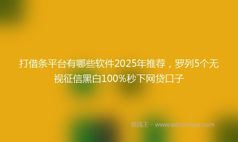 打借条平台有哪些软件2025年推荐，罗列5个无视征信黑白100%秒下网贷口子