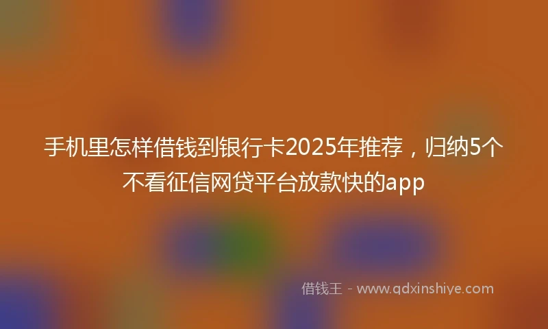 手机里怎样借钱到银行卡2025年推荐,归纳5个不看征信网贷平台放款快的app