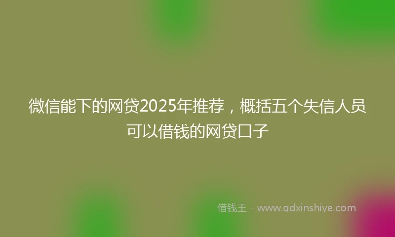 微信能下的网贷2025年推荐，概括五个失信人员可以借钱的网贷口子