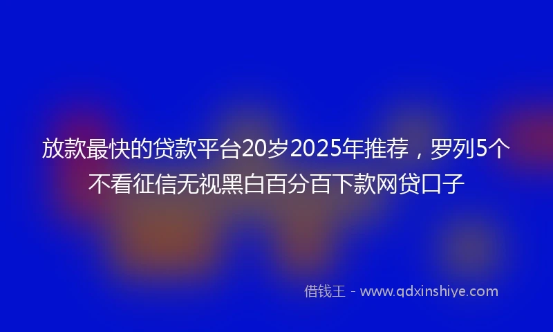 放款最快的贷款平台20岁2025年推荐，罗列5个不看征信无视黑白百分百下款网贷口子