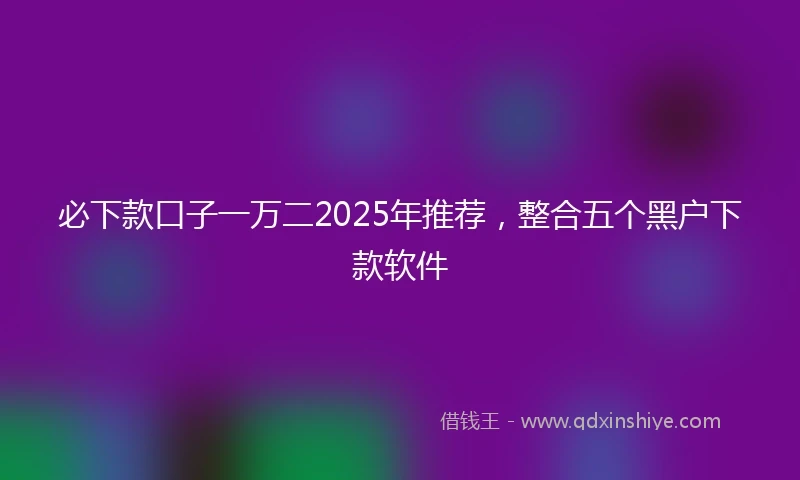 必下款口子一万二2025年推荐，整合五个黑户下款软件