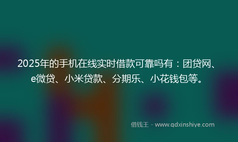2025年的手机在线实时借款可靠吗有：团贷网、e微贷、小米贷款、分期乐、小花钱包等。